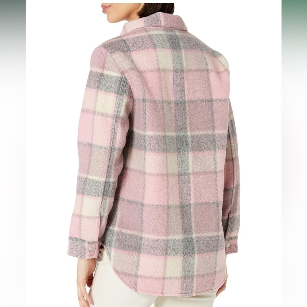 Blank NYC Plaid Sherpa Wool Coat Women's Small Fleece Jacket - Picture 7 of 14
